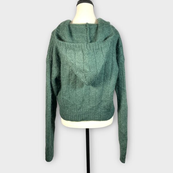 Vtg Paul Et Duffier Button Up Hooded Sweater M Mohair Blend Cropped Boxy Y2K - Picture 5 of 9